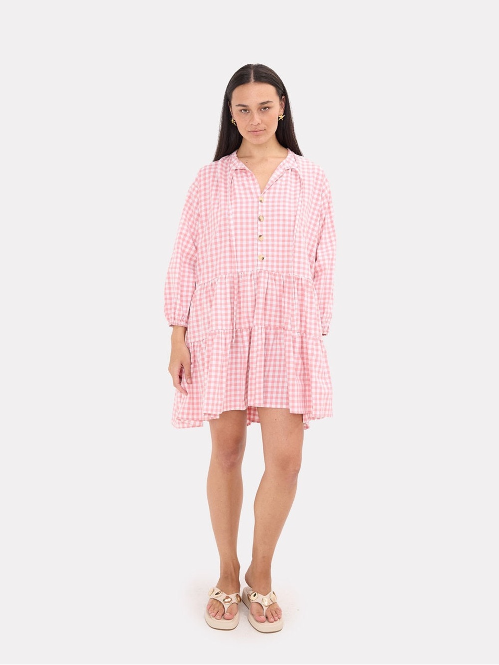 THE LULLABY CLUB AVALON SMOCK DRESS | CANDY GINGHAM OVERSIZED